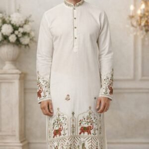Elephant Light Daman Work Kurta
