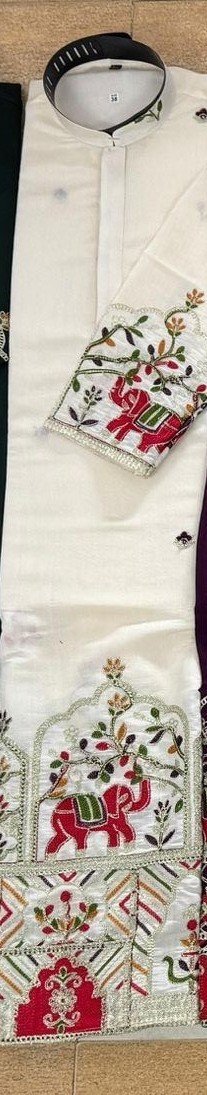 Elephant Light Daman Work Kurta - Image 2