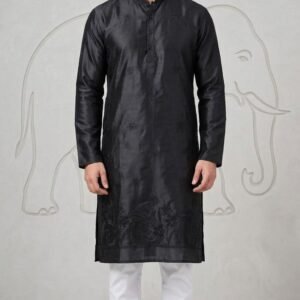 Plain Flowers Daman Work Kurta