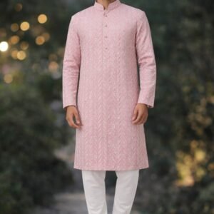 Baby Pink Designer Lakhnavi Kurta