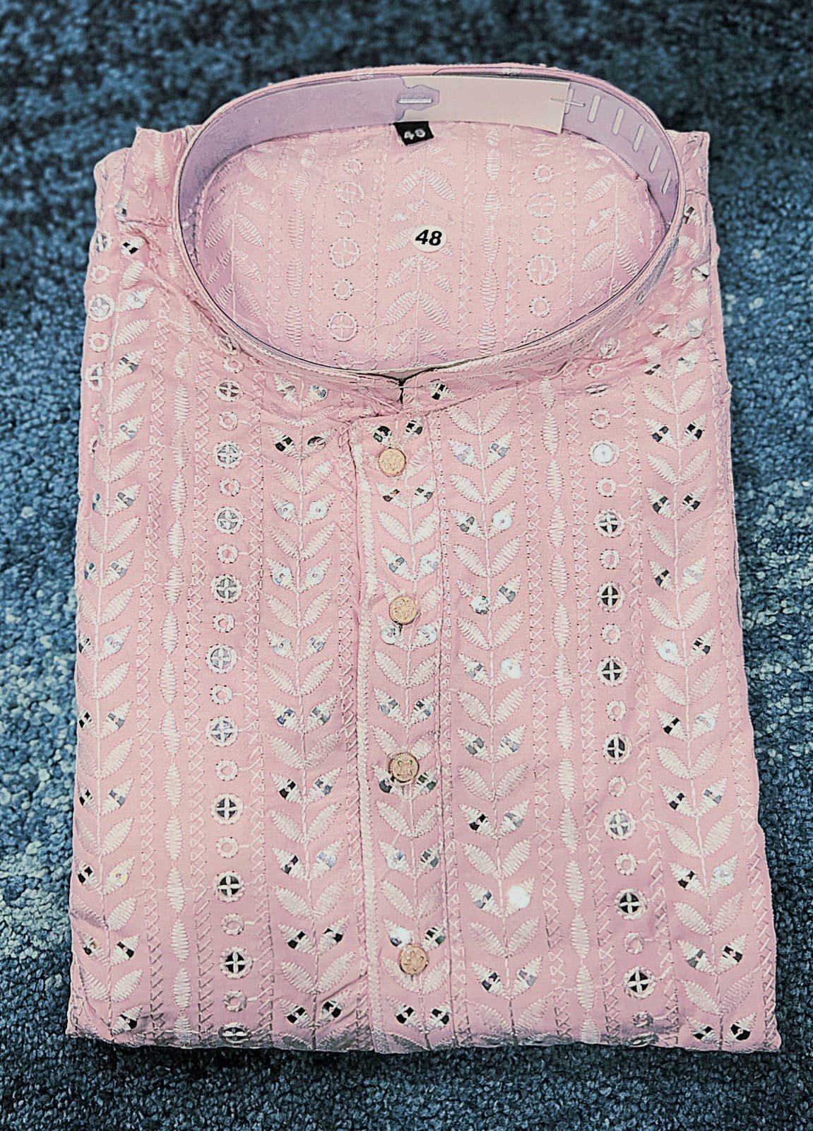Baby Pink Designer Lakhnavi Kurta - Image 2
