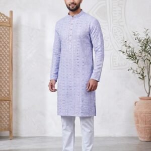 Lavender Designer Lakhnavi Kurta