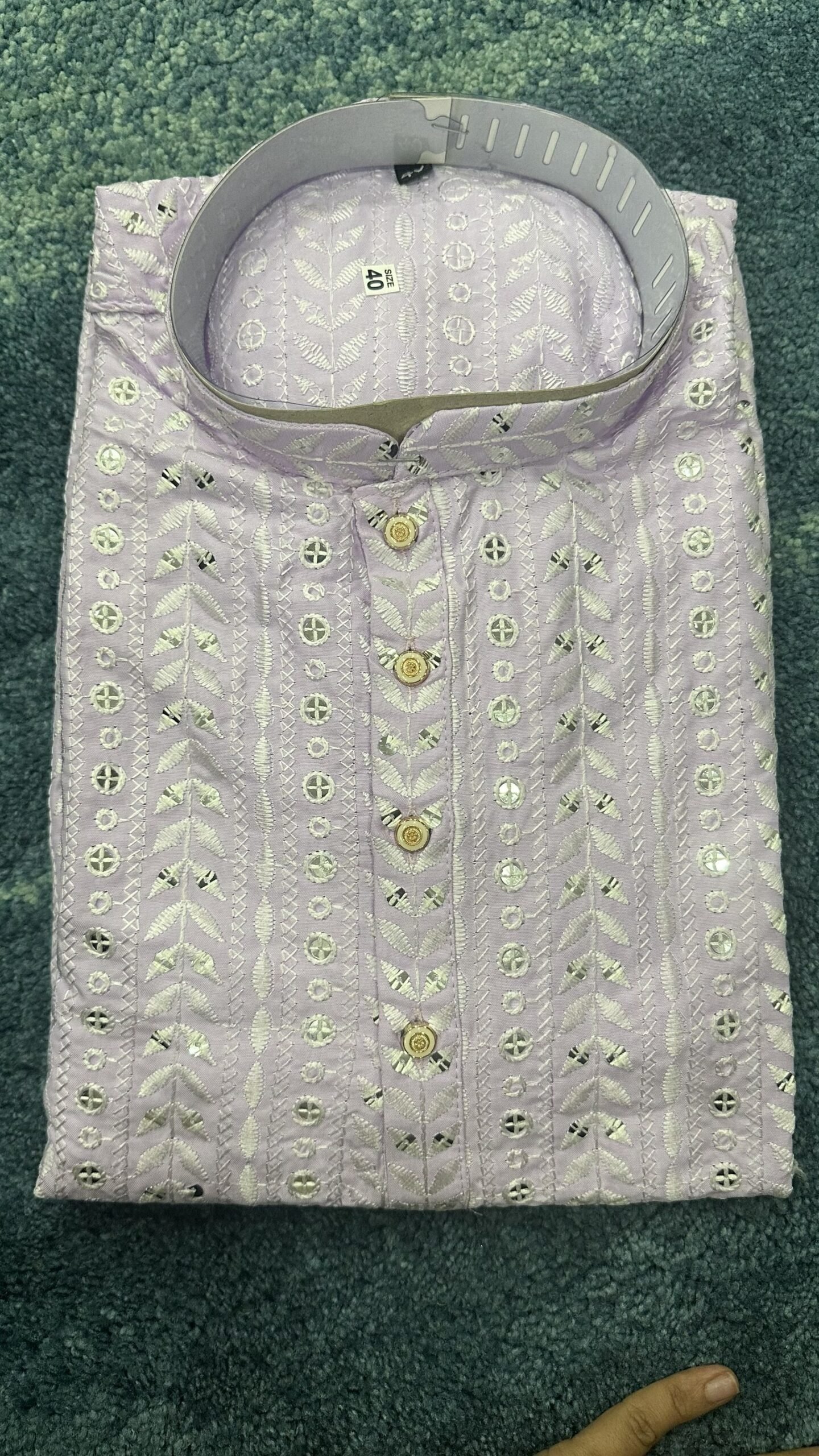 Lavender Designer Lakhnavi Kurta - Image 2