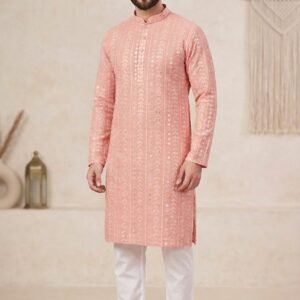 Peach Designer Lakhnavi Kurta