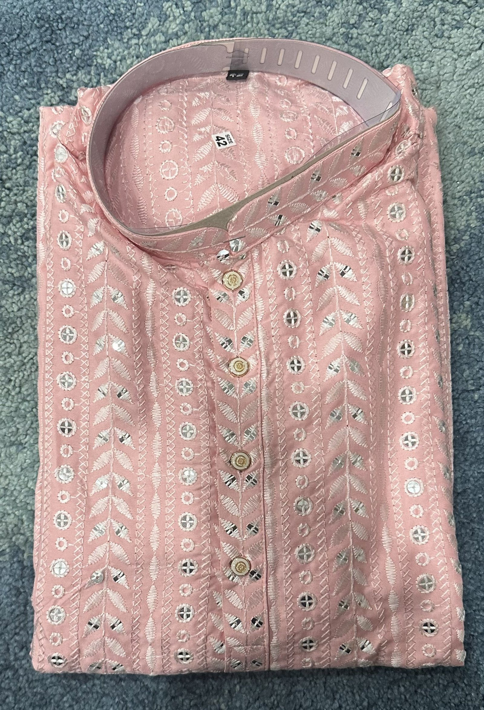 Peach Designer Lakhnavi Kurta - Image 2