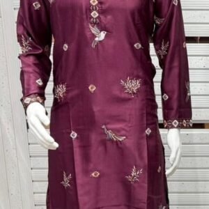 Bird Malai Satin Embroidery Kurta