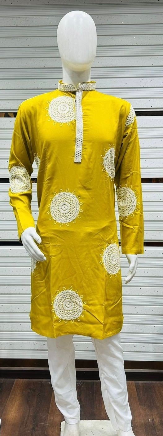 Circular Pattern Cotton Embroidery Kurta