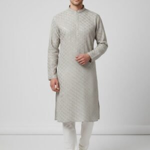 Grey Heavy Lakhnavi Kurta
