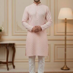 Light pink Heavy Lakhnavi Kurta