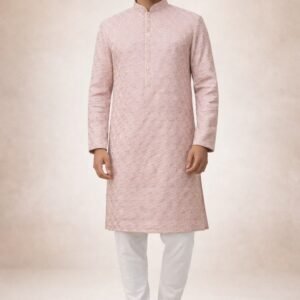 Peach Heavy Lakhnavi Kurta