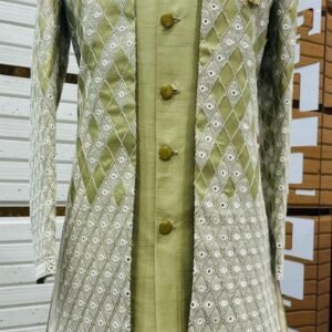 Squared Embroidary Indo Western Shervani