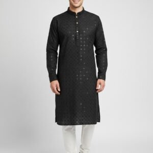 Black Lakhnavi Kurta