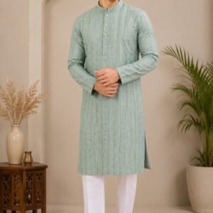 Dusty Green Lakhnavi Kurta