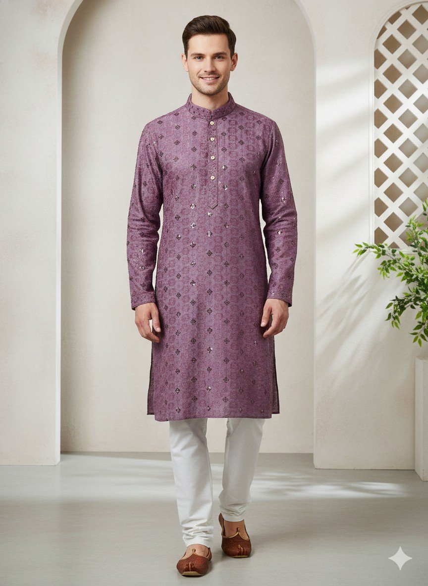 Dusty Purple Lakhnavi Kurta