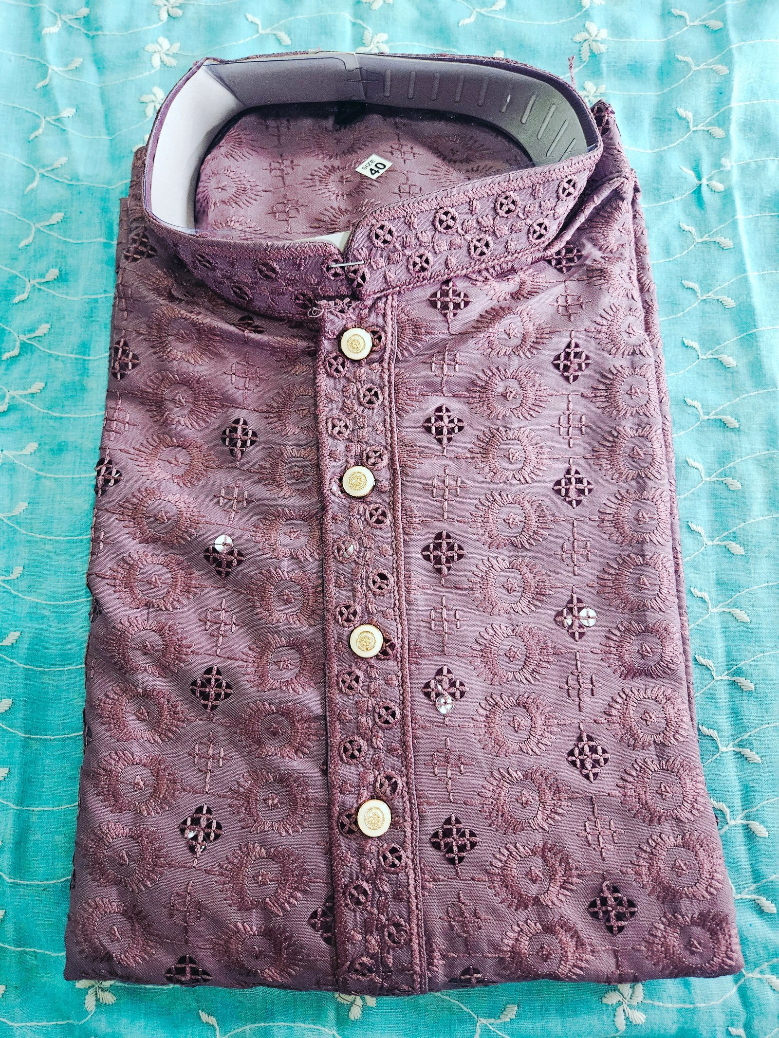 Dusty Purple Lakhnavi Kurta - Image 2