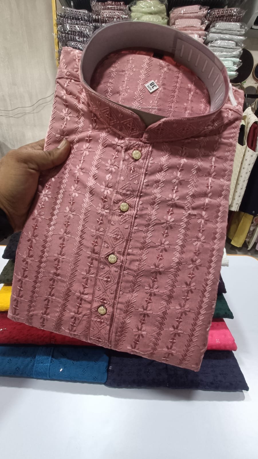 Dusty Rose Lakhnavi Kurta - Image 2