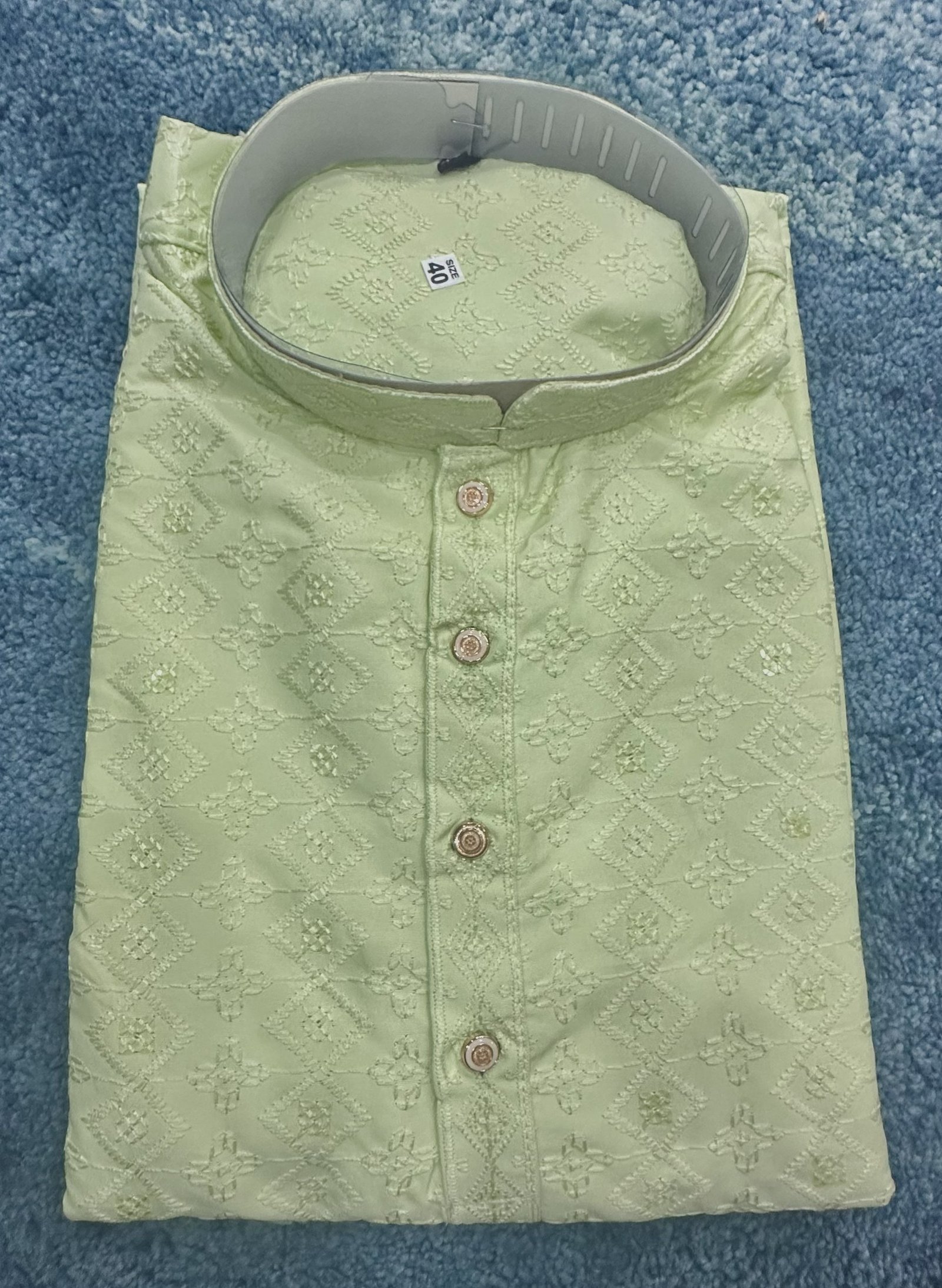 Mint Green Lakhnavi Kurta - Image 2