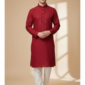 Maroon Lakhnavi Kurta