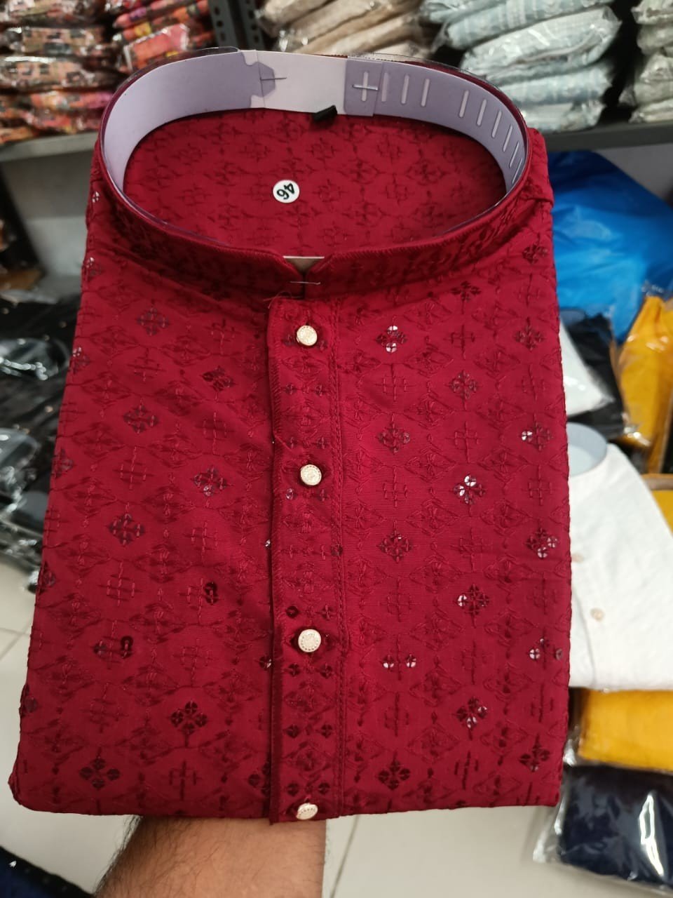 Maroon Lakhnavi Kurta - Image 2
