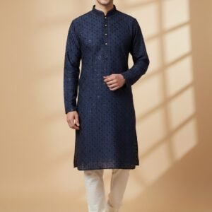Navy Blue Lakhnavi Kurta