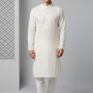 Off White Lakhnavi Kurta