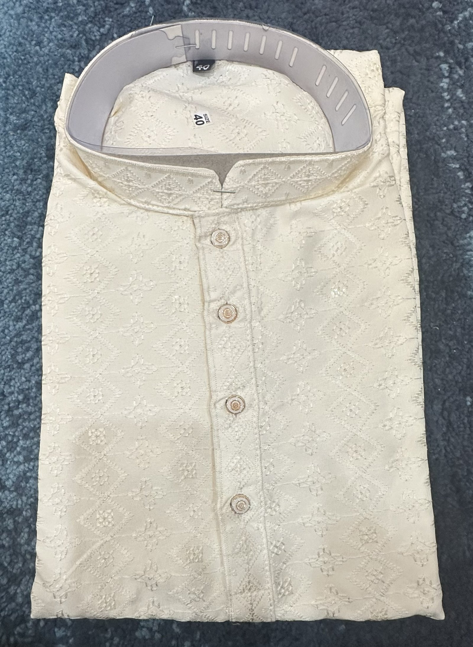 Off White Lakhnavi Kurta - Image 2