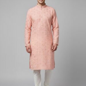 Peach Lakhnavi Kurta