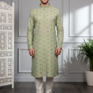 Pista Green Lakhnavi Kurta