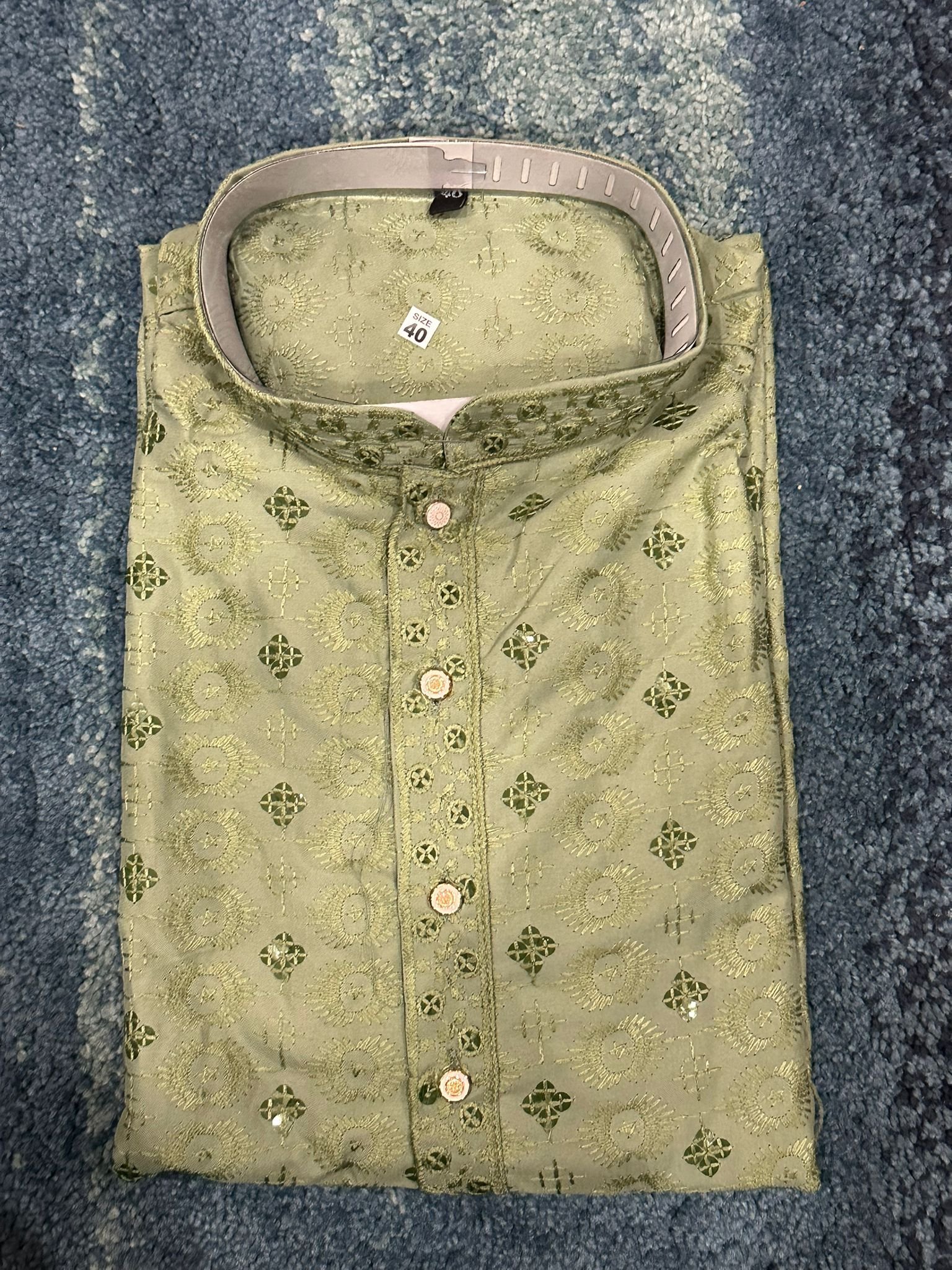Pista Green Lakhnavi Kurta - Image 2