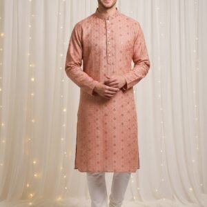 Rust Lakhnavi Kurta