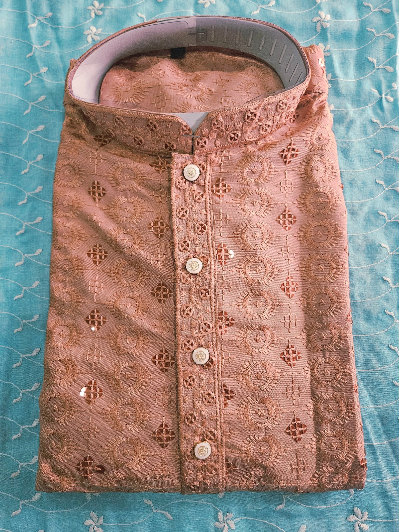 Rust Lakhnavi Kurta - Image 2
