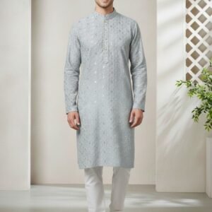 Slate Grey Lakhnavi Kurta