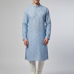 Sky Blue Lakhnavi Kurta