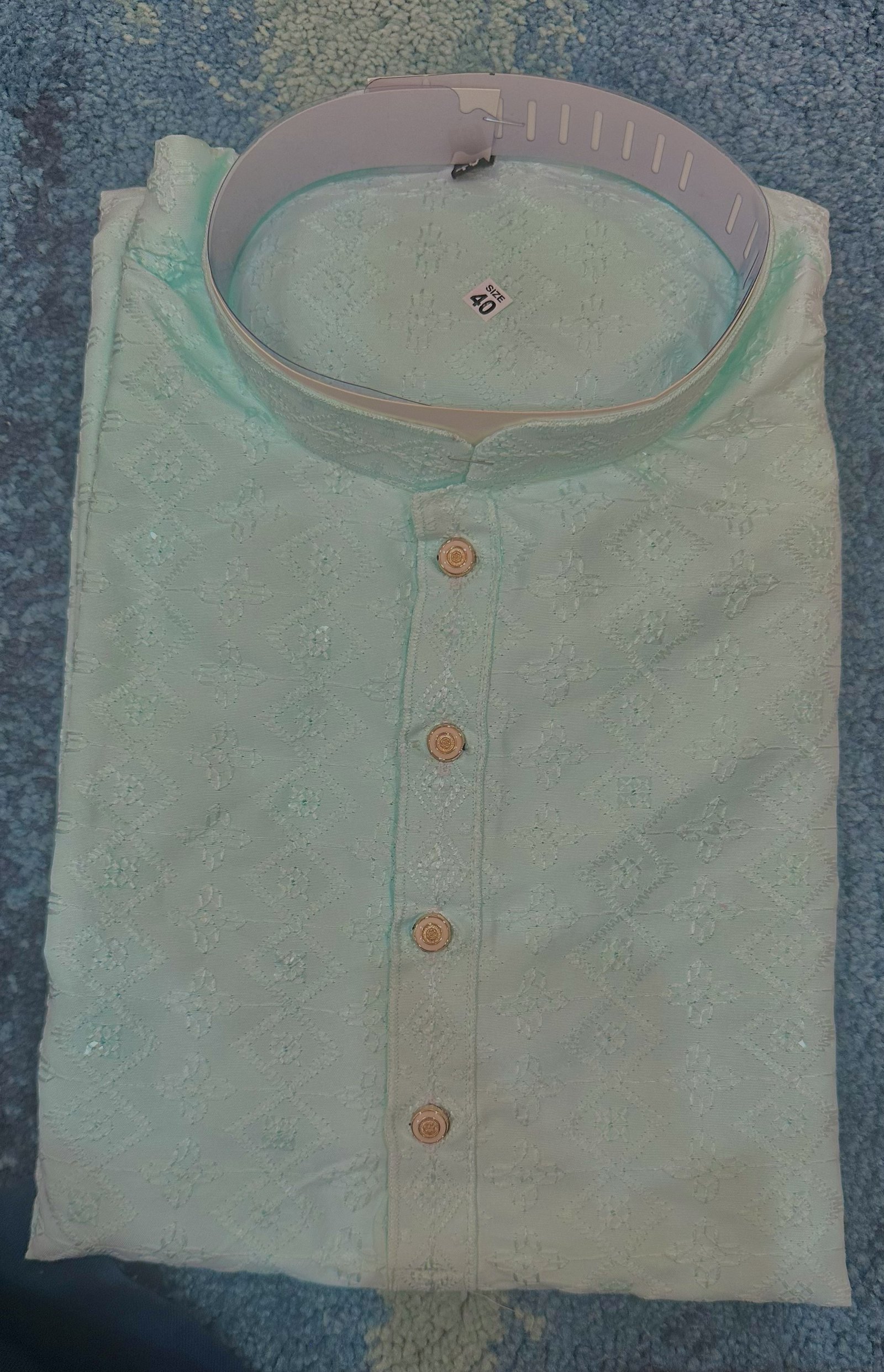 Turquoise Lakhnavi Kurta - Image 2