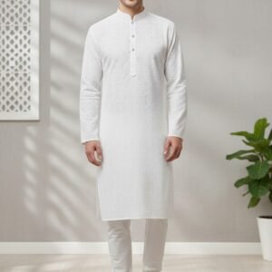 White Lakhnavi Kurta