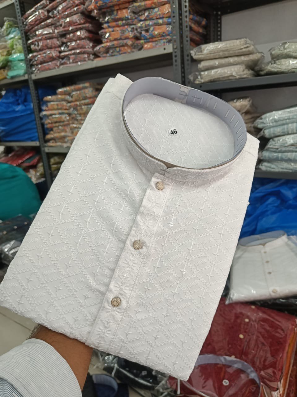 White Lakhnavi Kurta - Image 2