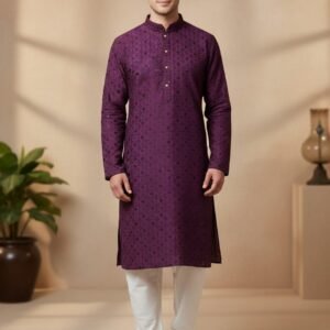 Wine Red Lakhnavi Kurta