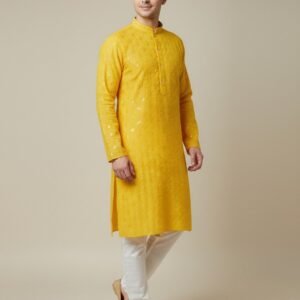 Yellow Lakhnavi Kurta