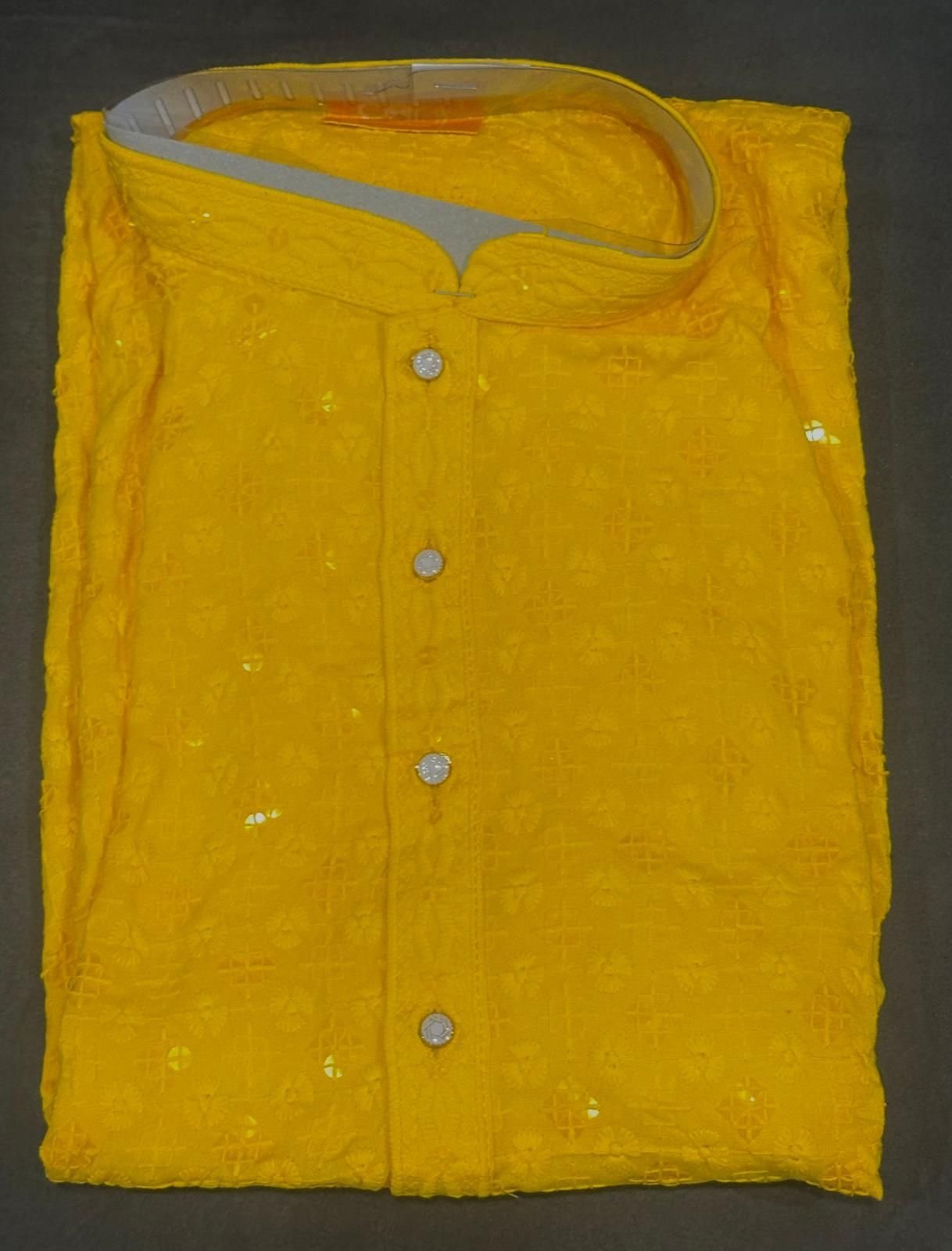 Yellow Lakhnavi Kurta - Image 2