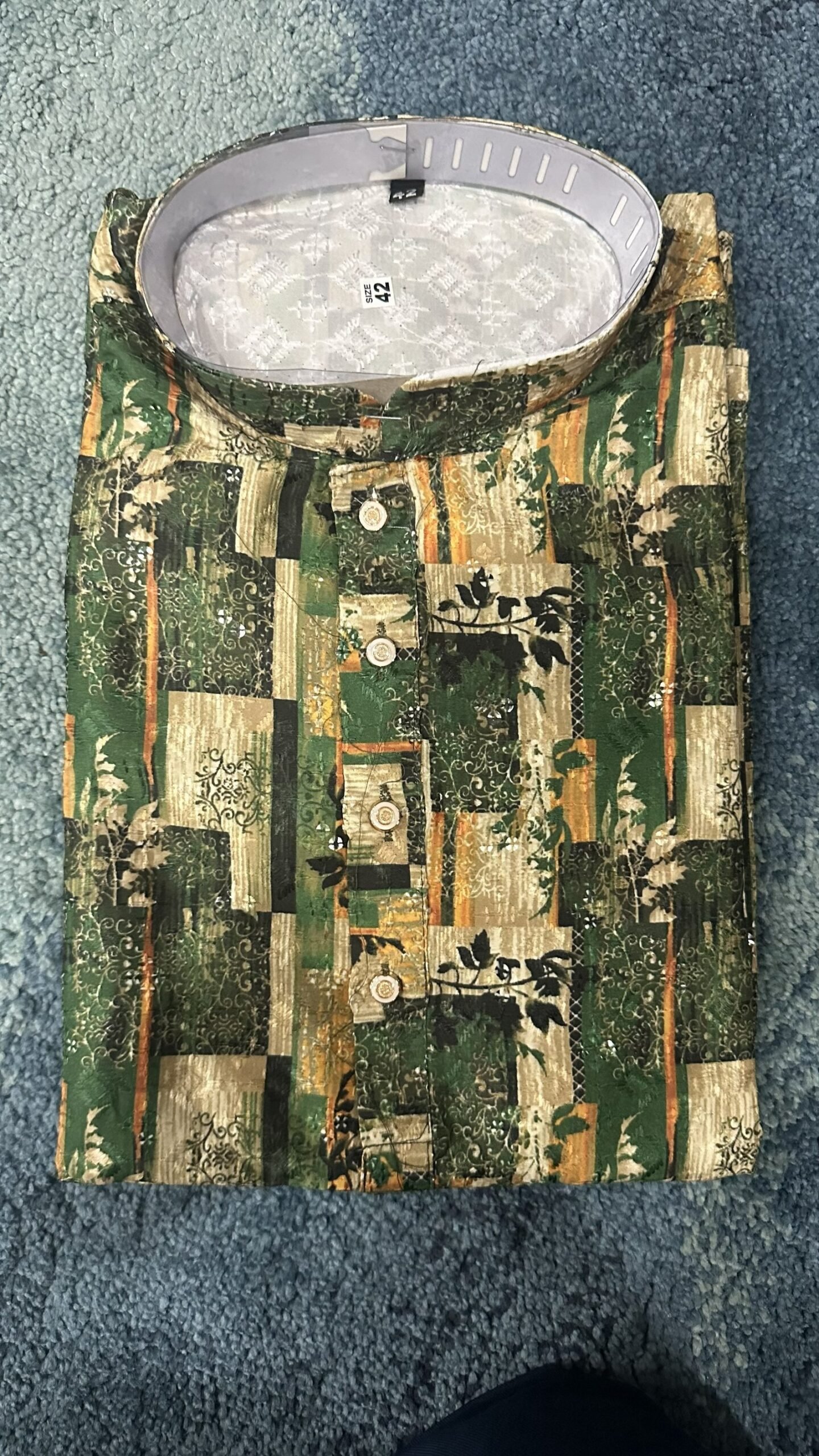 Green Yellow Rectangular Printed Kurta - Image 2