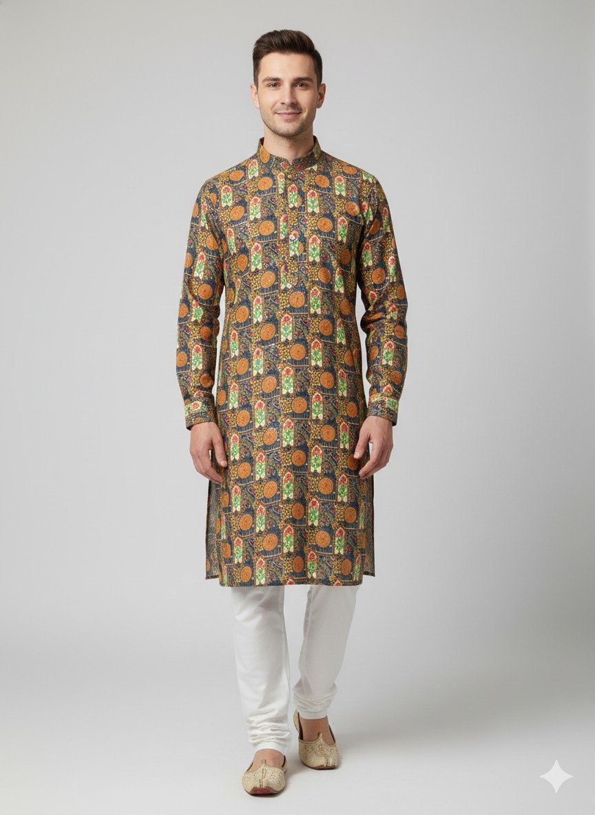 Green Mozaic Printed Kurta