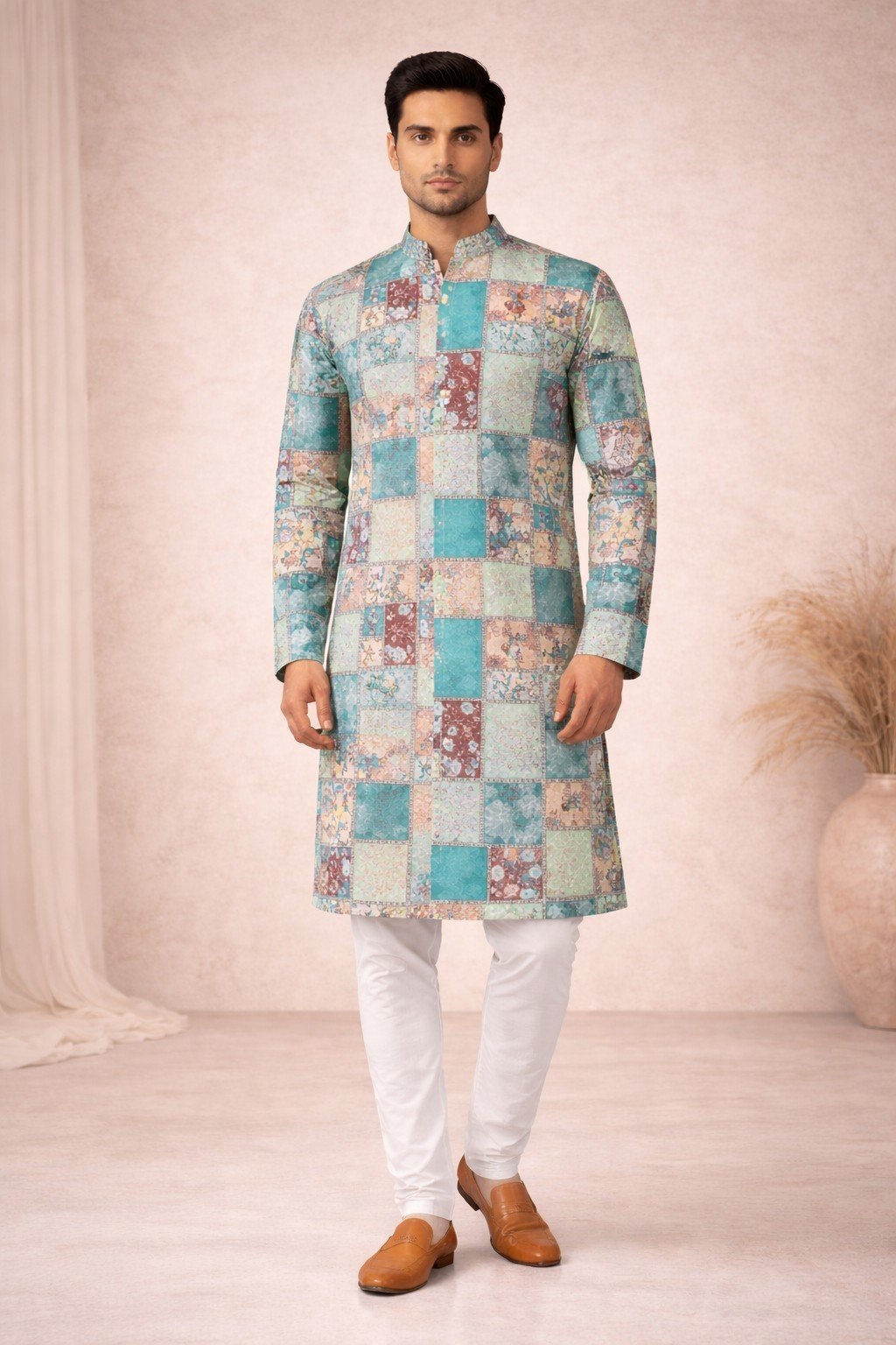 Greenish Blue Printed Kurta