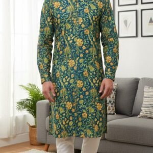 Green Sunflower Printed Kurta
