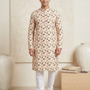 Kesariya Hex Printed Kurta