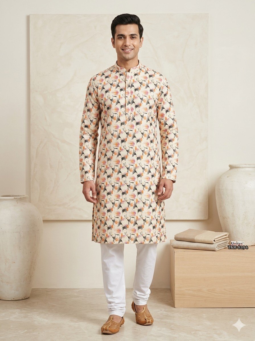 Kesariya Hex Printed Kurta