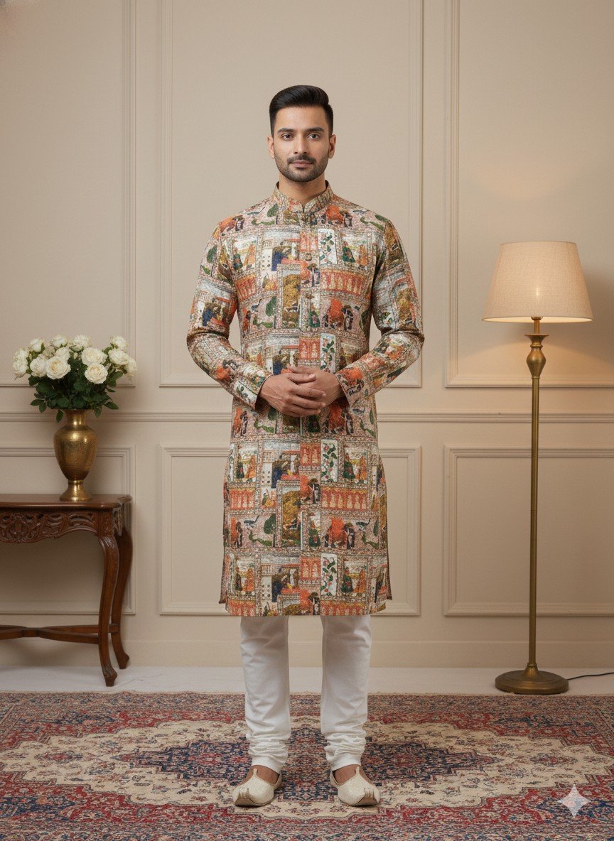 Mughal Design Printed Kurta