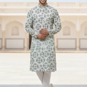 Mehandi Boxes Printed Kurta
