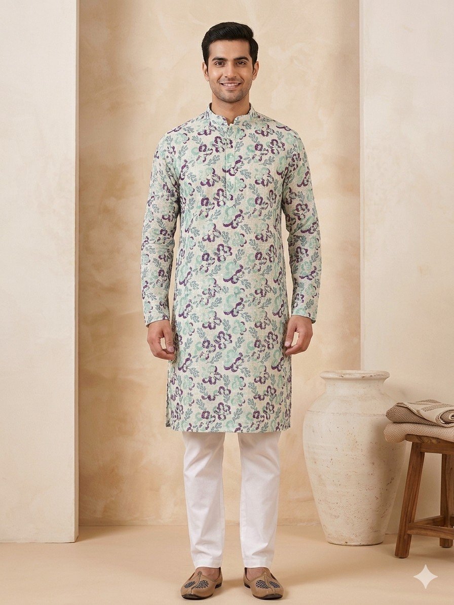 Mint Bloom Printed Kurta