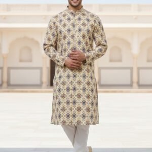 Off white Designer Printed Kurta