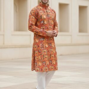 Orange Rani Printed Kurta